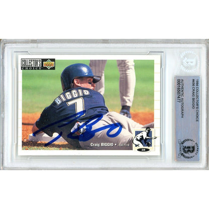 Baseballs- Autographed- Craig Biggio Houston Astros Signed 1994 Upper Deck Collectors Choice Baseball Card Beckett Authentic Auto Slab Front