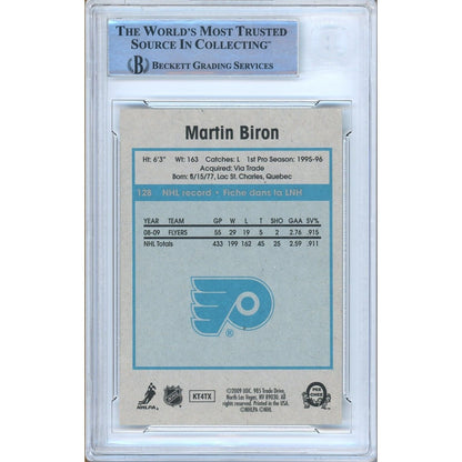 Hockey- Autographed- Martin Biron Philadelphia Flyers Signed 2009-10 O-Pee-Chee Retro Hockey Card Beckett Authentic Auto Slab Back