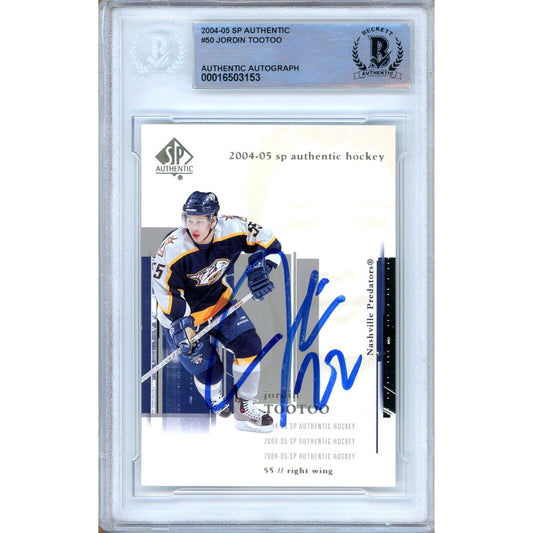 Hockey- Autographed- Jordin Tootoo Nashville Predators Signed 2004-05 Upper Deck SP Authentic Auto Slab Front