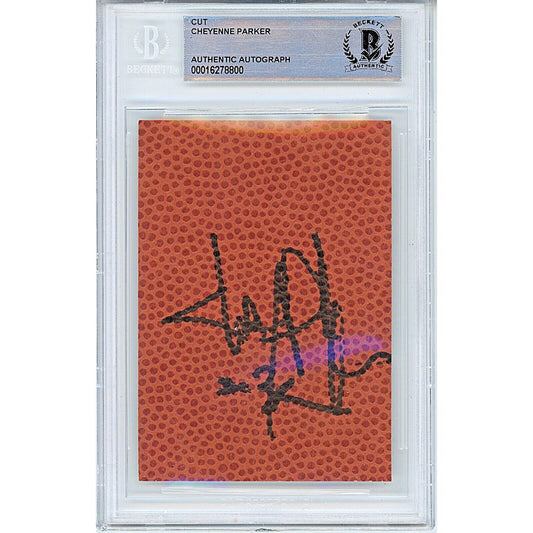 Basketballs- Autographed- Cheyenne Parker Atlanta Dream Signed Basketball Autograph Cut Beckett Authentic Auto Slab Front