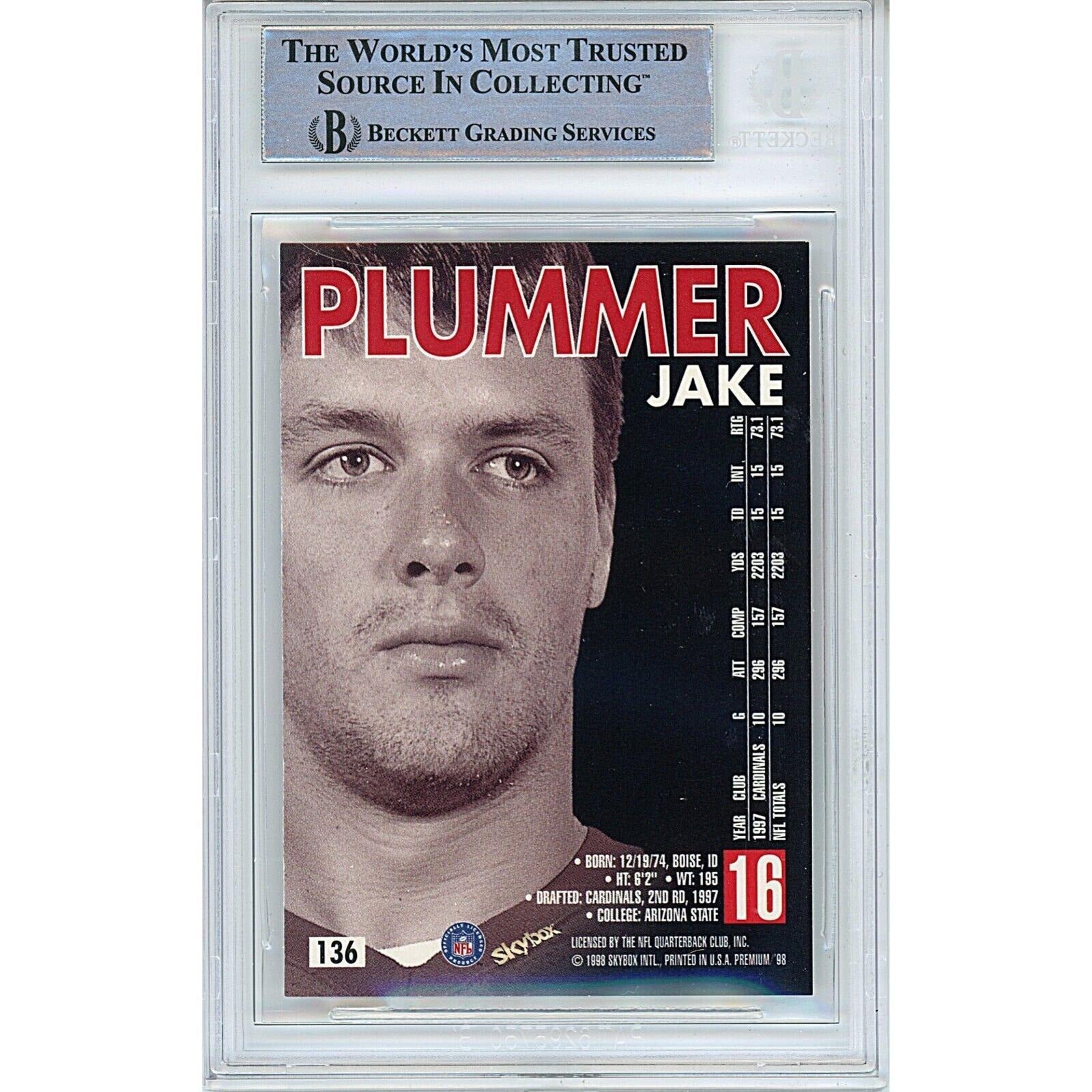Jake Plummer Arizona Cardinals signed trading card – signature close-up – Beckett COA