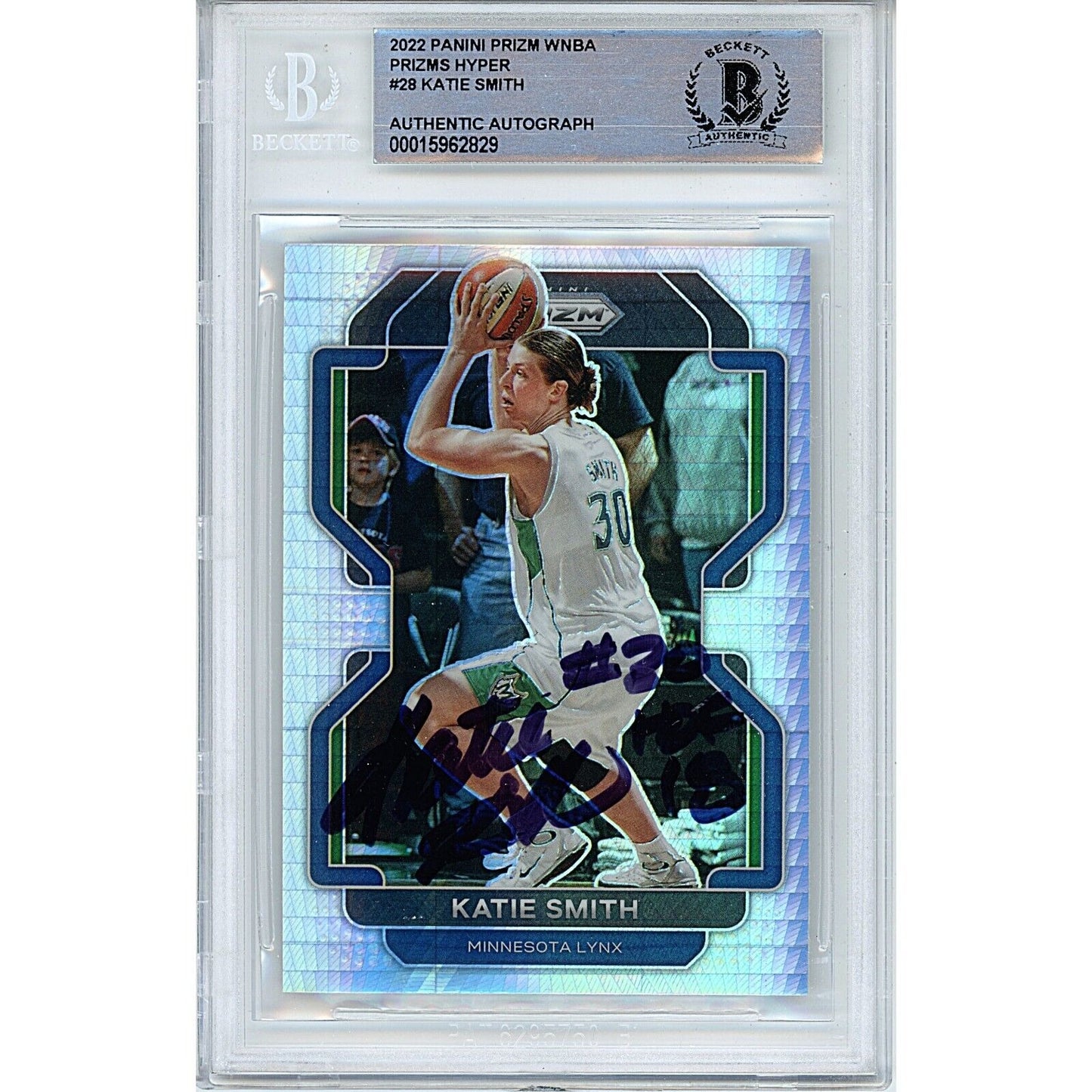 Basketballs- Autographed- Katie Smith Minnesota Lynx Signed 2022 Panini Prizm WNBA Basketball Card Beckett Authentic Auto Slab Front