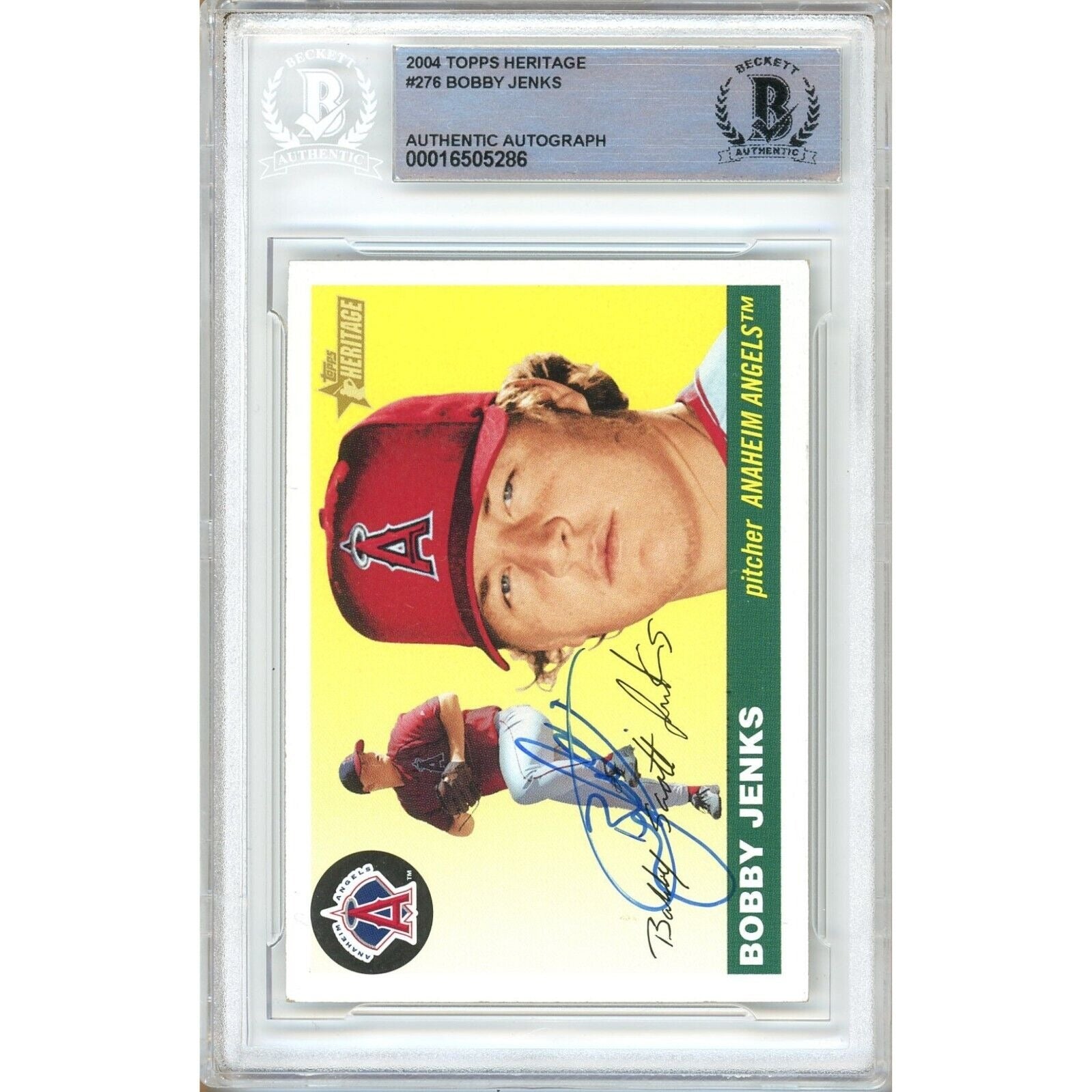 2004 Topps #276 Bobby Jenks LA Angels Signed Trading Card – Beckett BAS