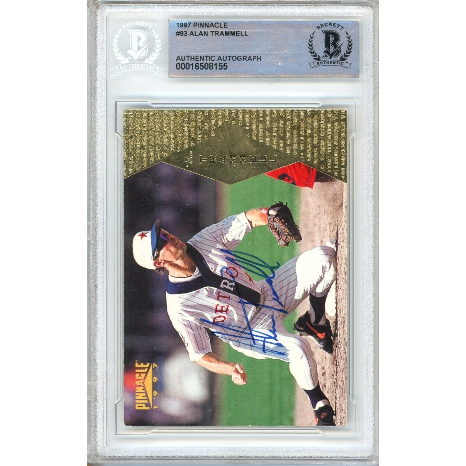 1997 #93 Alan Trammell Detroit Tigers Signed Trading Card – Beckett BAS