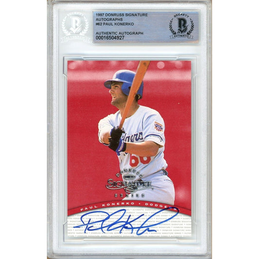 Baseballs- Autographed- Paul Konerko Los Angeles Dodgers Signed 1997 Donruss Signature Autographs Baseball Card Beckett Authentic Auto Slab Front