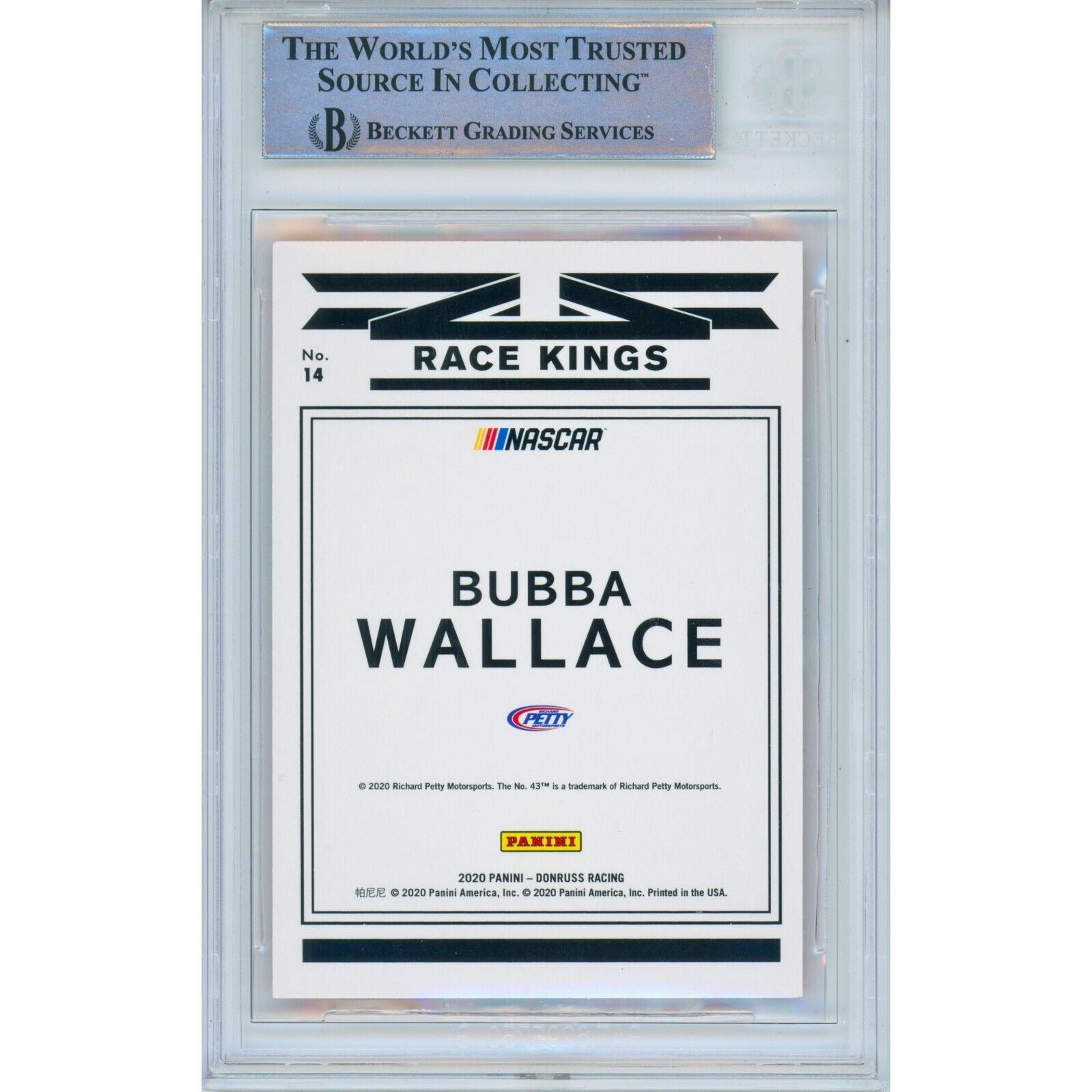 2020 #14 Bubba Wallace Nascar Signed Trading Card – Beckett BAS