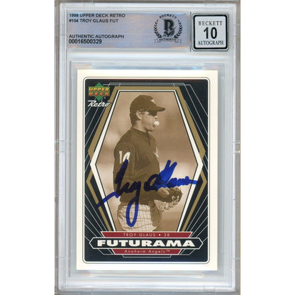 Baseballs- Autographed- Troy Glaus Los Angeles Angels Signed 1998 Upper Deck Retro Rookie Trading Card Beckett Authentic BGS Auto-10 Graded Slab Front