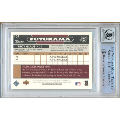 Baseballs- Autographed- Troy Glaus Los Angeles Angels Signed 1998 Upper Deck Retro Rookie Trading Card Beckett Authentic BGS Auto-10 Graded Slab Back