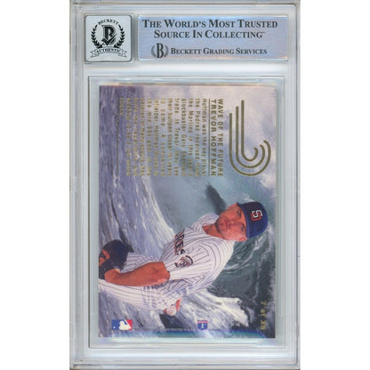 Baseballs- Autographed- Trevor Hoffman SD Padres Signed 1993 Flair Wave of the Future Rookie Card Beckett Authentic BGS Auto-10 Graded Slab Back