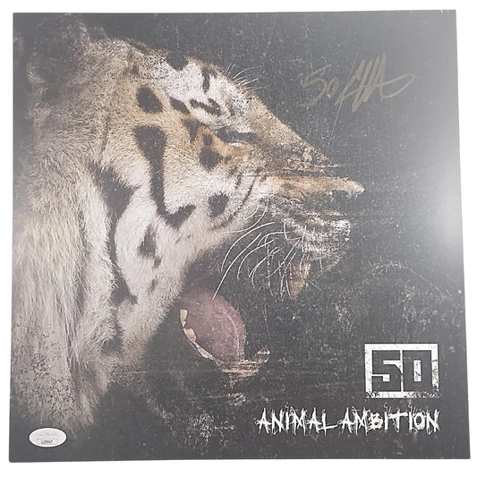 Music- Autographed- Rapper 50 Cent Signed Animal Ambition 12x12 Inch Record Album Flat Poster JSA Cert 201