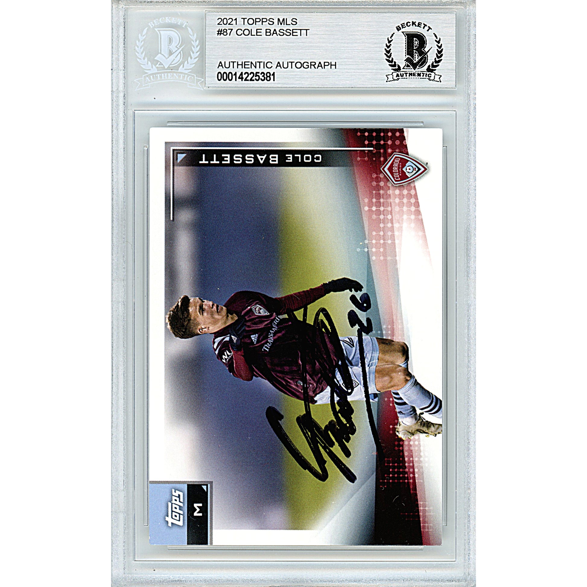 Soccer- Autographed- Cole Bassett Signed Colorado Rapids 2021 Topps MLS Soccer Card Beckett BAS Slabbed 102a