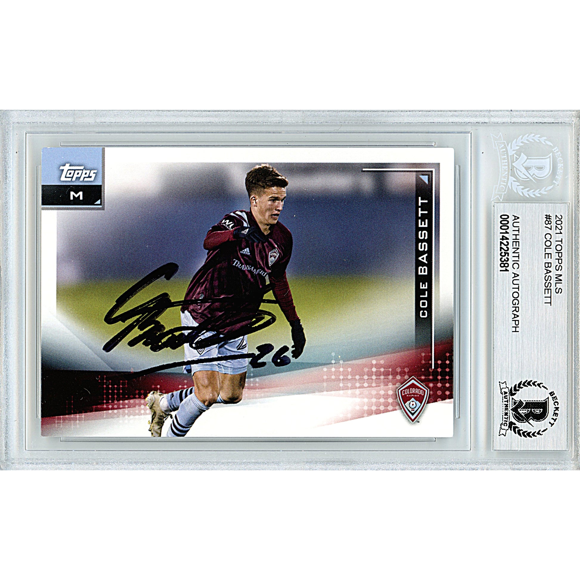 Soccer- Autographed- Cole Bassett Signed Colorado Rapids 2021 Topps MLS Soccer Card Beckett BAS Slabbed 101a