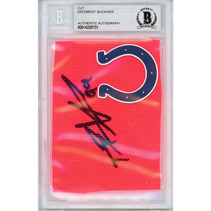 Footballs- Autographed- Deforest Buckner Signed Indianapolis Colts Football End Zone Pylon Piece Beckett BAS Slabbed 00014225731 - 102
