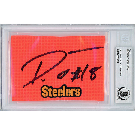 Footballs- Autographed- Diontae Johnson Signed Pittsburgh Steelers Football End Zone Pylon Beckett Encapsulated 00014225720 - 101