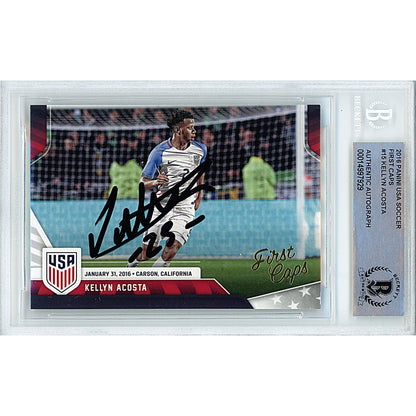 Soccer- Autographed- Kellyn Acosta Signed USMNT 2016 Panini USA Soccer First Caps Football Card Beckett Authentication Slabbed 00014997929 - 101