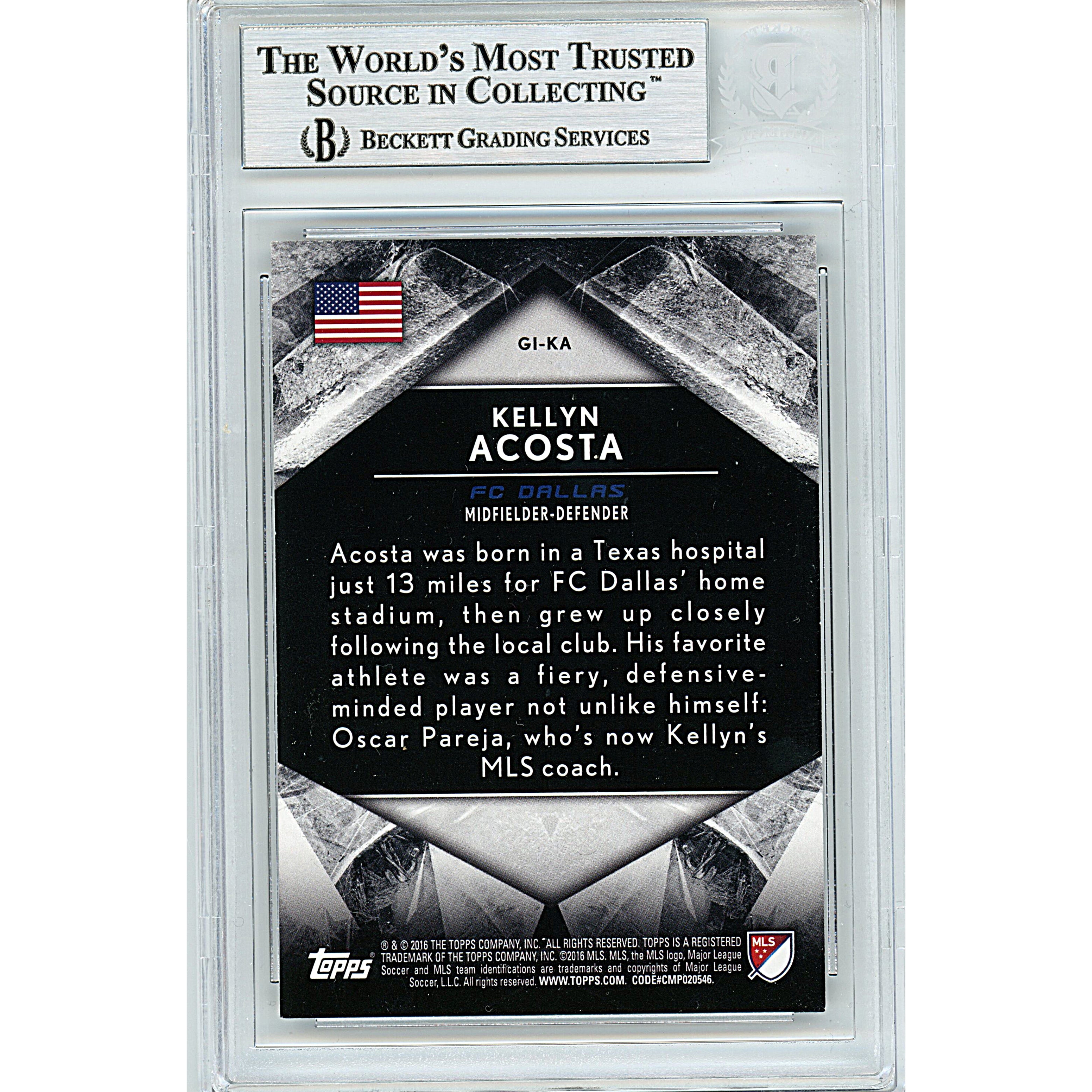 Kellyn Acosta signed trading card – signature close-up – Beckett COA