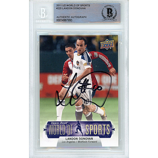 Soccer- Autographed- Landon Donovan Signed Los Angeles Galaxy 2011 Upper Deck World of Sports Football Card Beckett Authentication Slabbed 00014997893 - 101