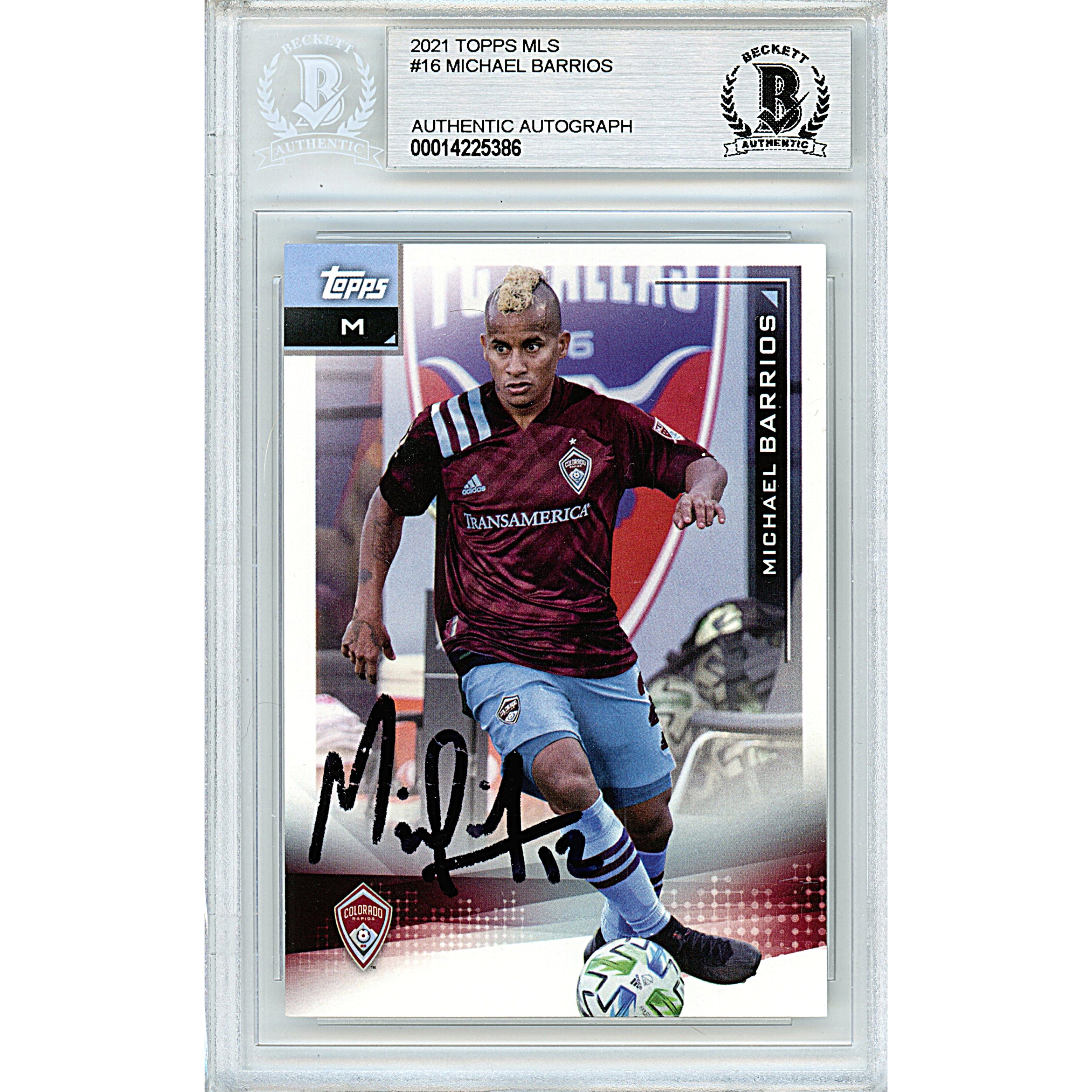 Michael Barrios autographed trading card – full view – Beckett COA