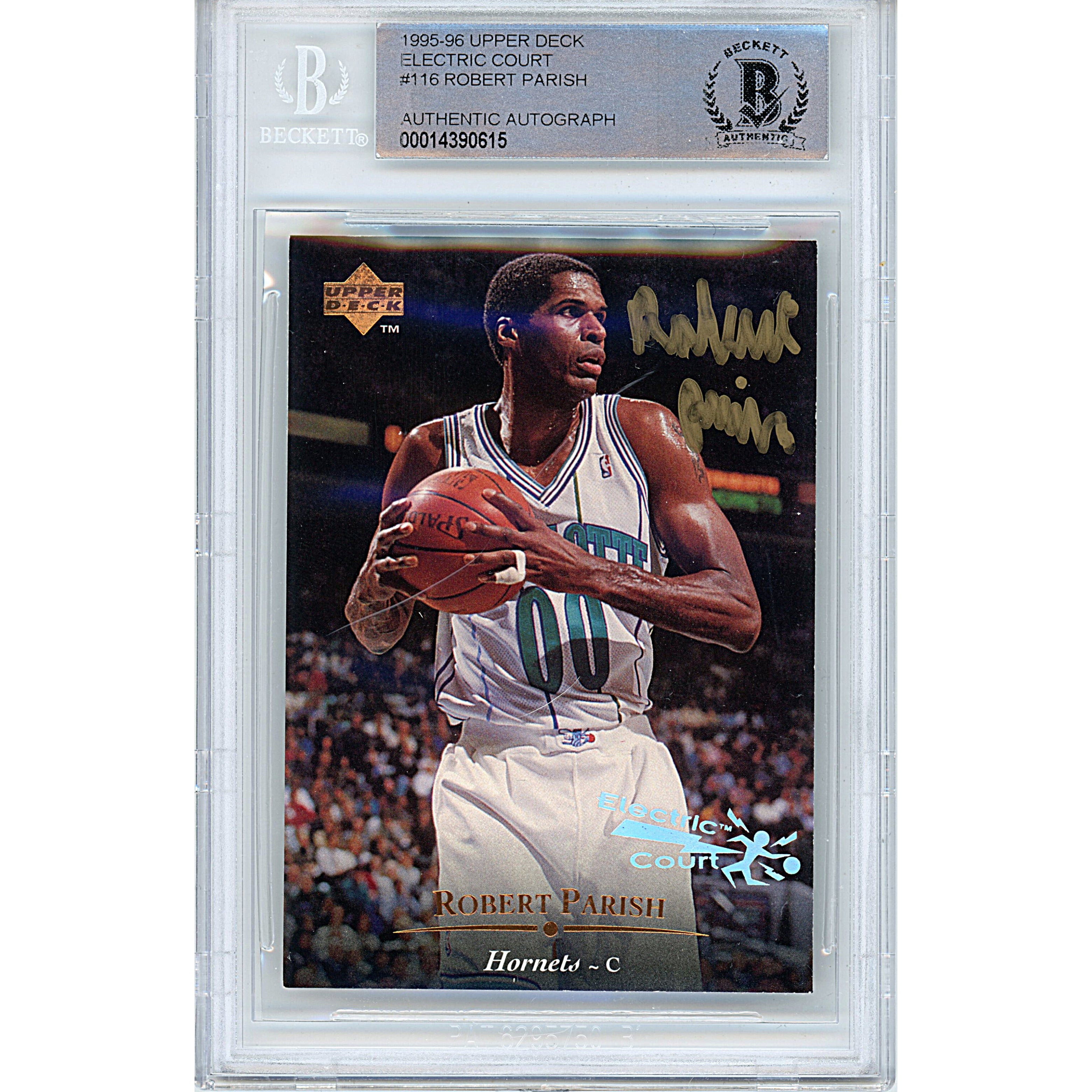 Robert Parish autographed trading card – full view – Beckett COA