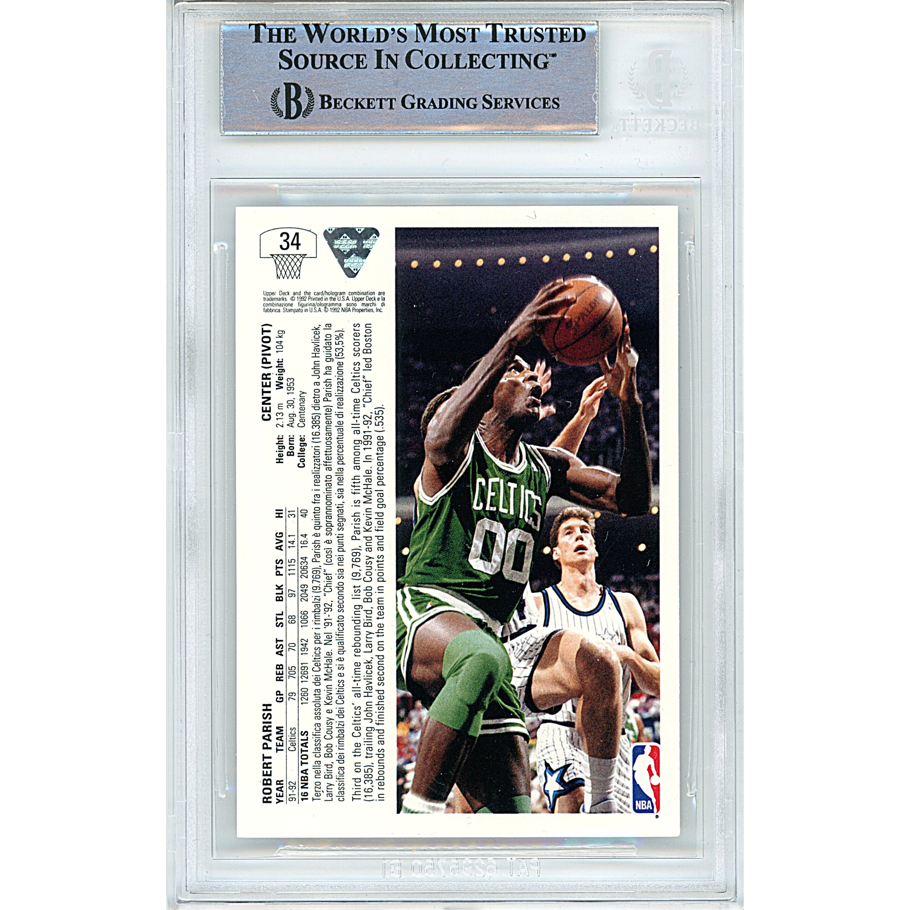 Robert Parish signed trading card – signature close-up – Beckett COA