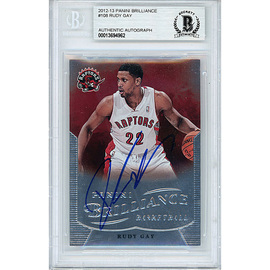 Basketballs- Autographed- Rudy Gay Signed Toronto Raptors 2012-2013 Panini Brilliance Basketball Card Beckett BAS Slabbed 00013694962 - 101