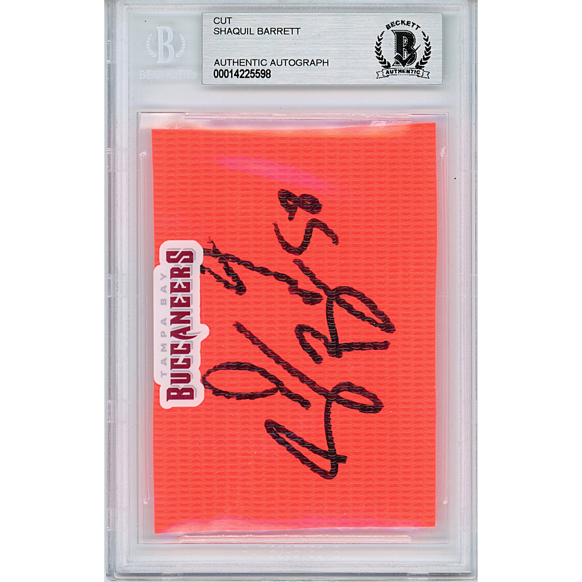 Footballs- Autographed- Shaquil Barrett Signed Tampa Bay Buccaneers Football End Zone Pylon Piece Beckett Slabbed 00014225598 - 102