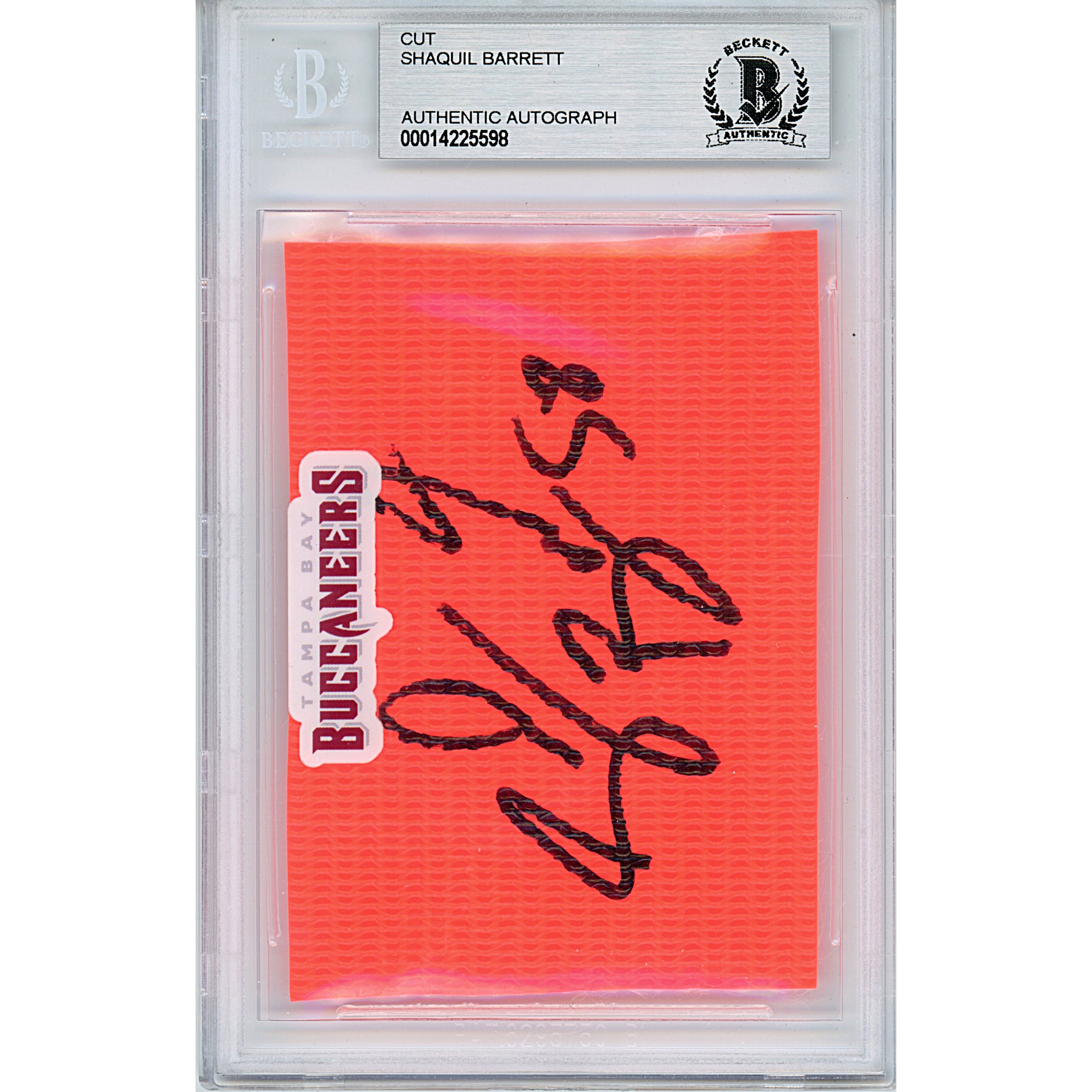 Shaquil Barrett signed trading card – signature close-up – Beckett COA
