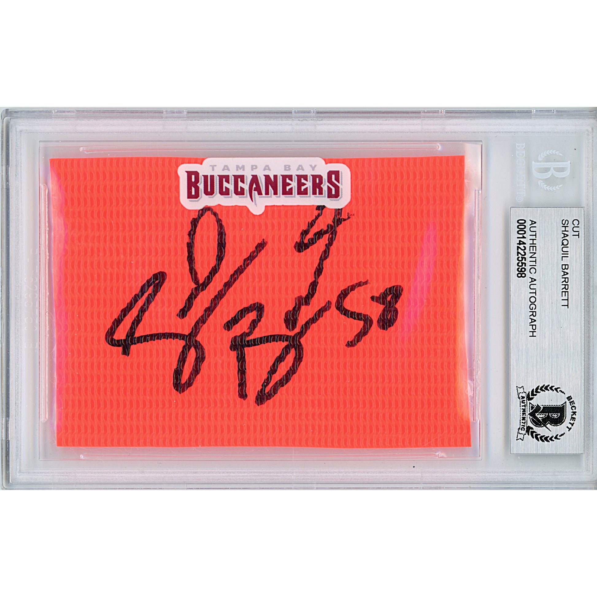 Footballs- Autographed- Shaquil Barrett Signed Tampa Bay Buccaneers Football End Zone Pylon Piece Beckett Slabbed 00014225598 - 101