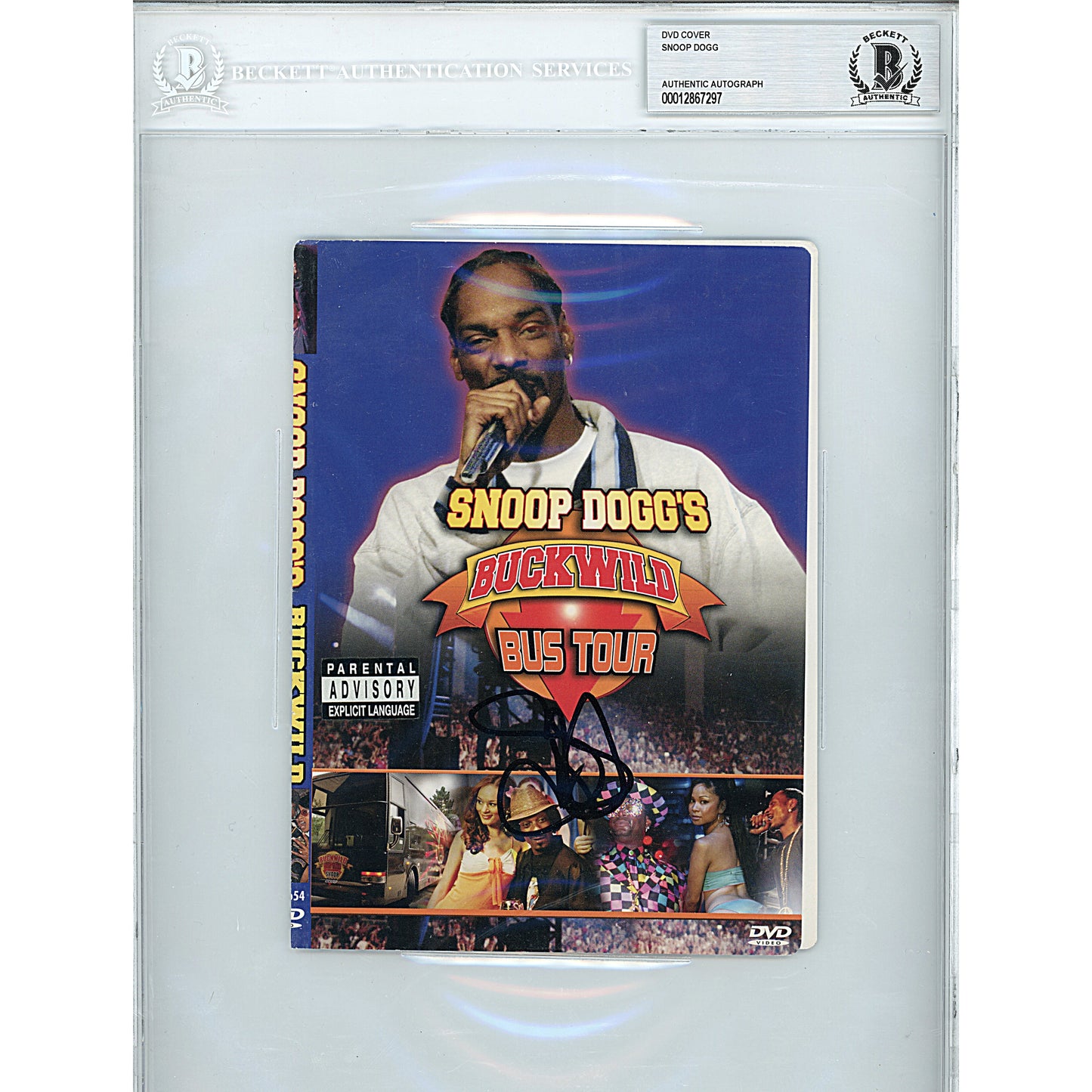 Music- Autographed- Snoop Dogg Signed Buckwild Bus Tour DVD Cover Beckett BAS Authenticated Encapsulated Slabbed 00012867297 - 101