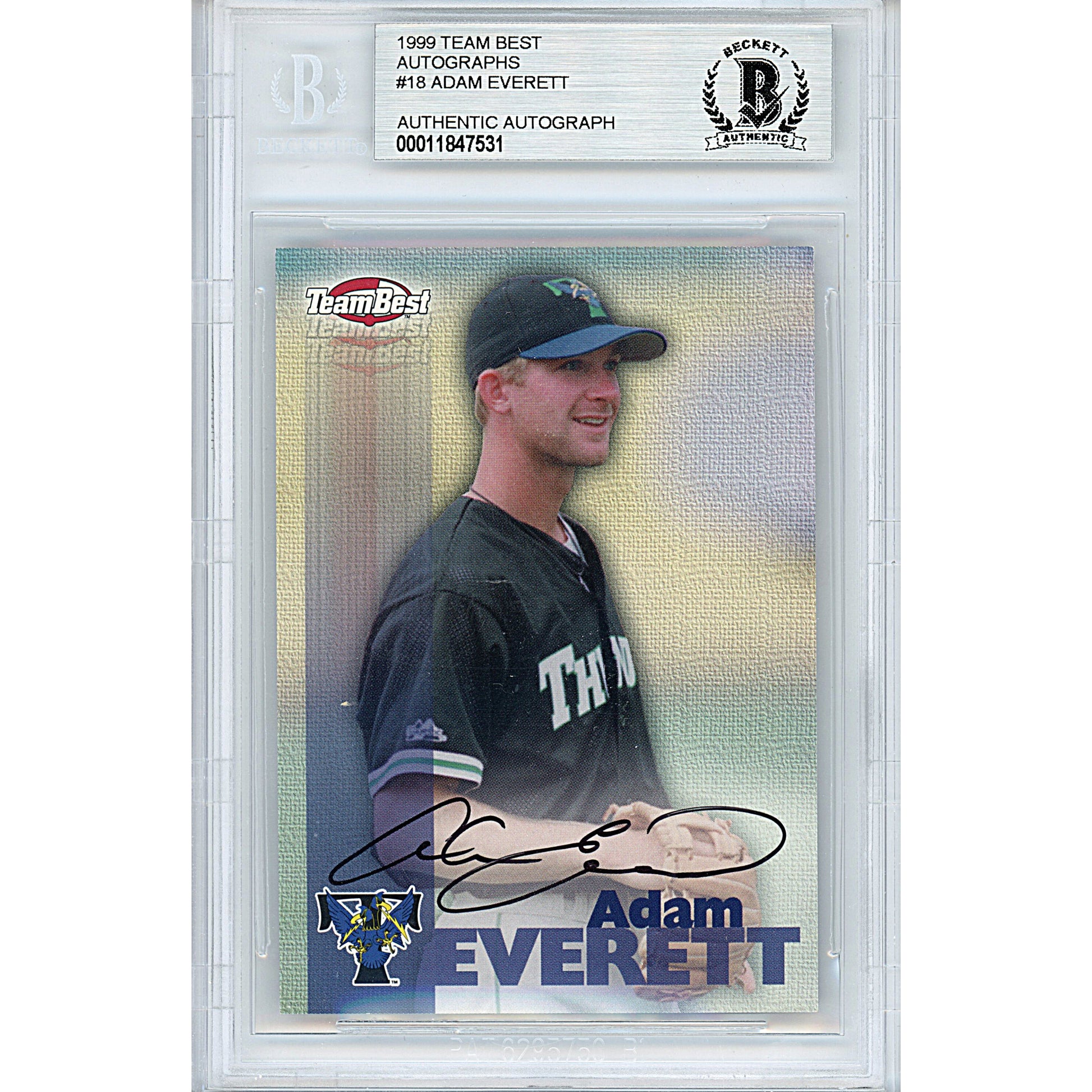 Baseballs- Autographed- Adam Everett Signed Houston Astros 1999 Team Best Autographs Insert Baseball Trading Card - Beckett BGS BAS Slabbed - Encapsulated 00011847531 - 101