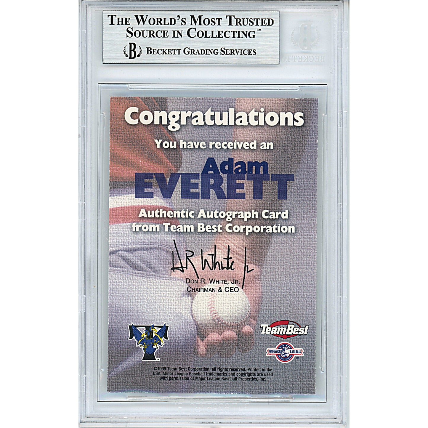 Baseballs- Autographed- Adam Everett Signed Houston Astros 1999 Team Best Autographs Insert Baseball Trading Card - Beckett BGS BAS Slabbed - Encapsulated 00011847531 - 102