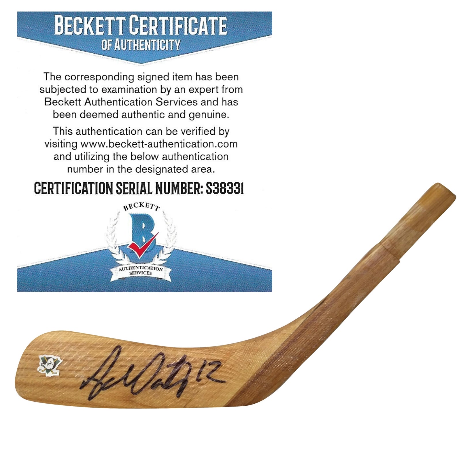 Hockey Stick Blades-Autographed - Adam Oates Signed Anaheim Ducks Hockey Stick Blade, Proof Beckett BAS 201