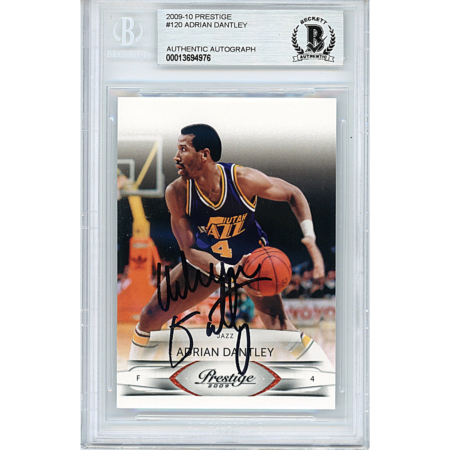 Basketballs- Autographed- Adrian Dantley Signed 2009-2010 Panini Prestige Basketball Card Utah Jazz Beckett BAS Slabbed 00013694976 - 101