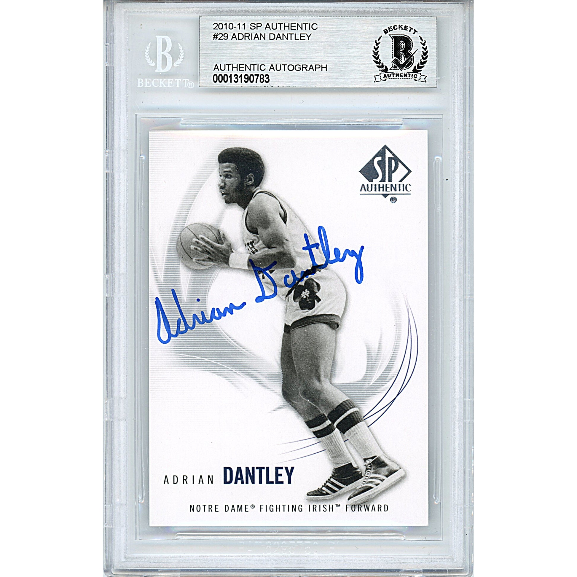 Basketballs- Autographed- Adrian Dantley Signed Notre Dame Fighting Irish 2010-2011 SP Authentic Basketball Card Beckett BAS Slabbed 00013190783 - 101