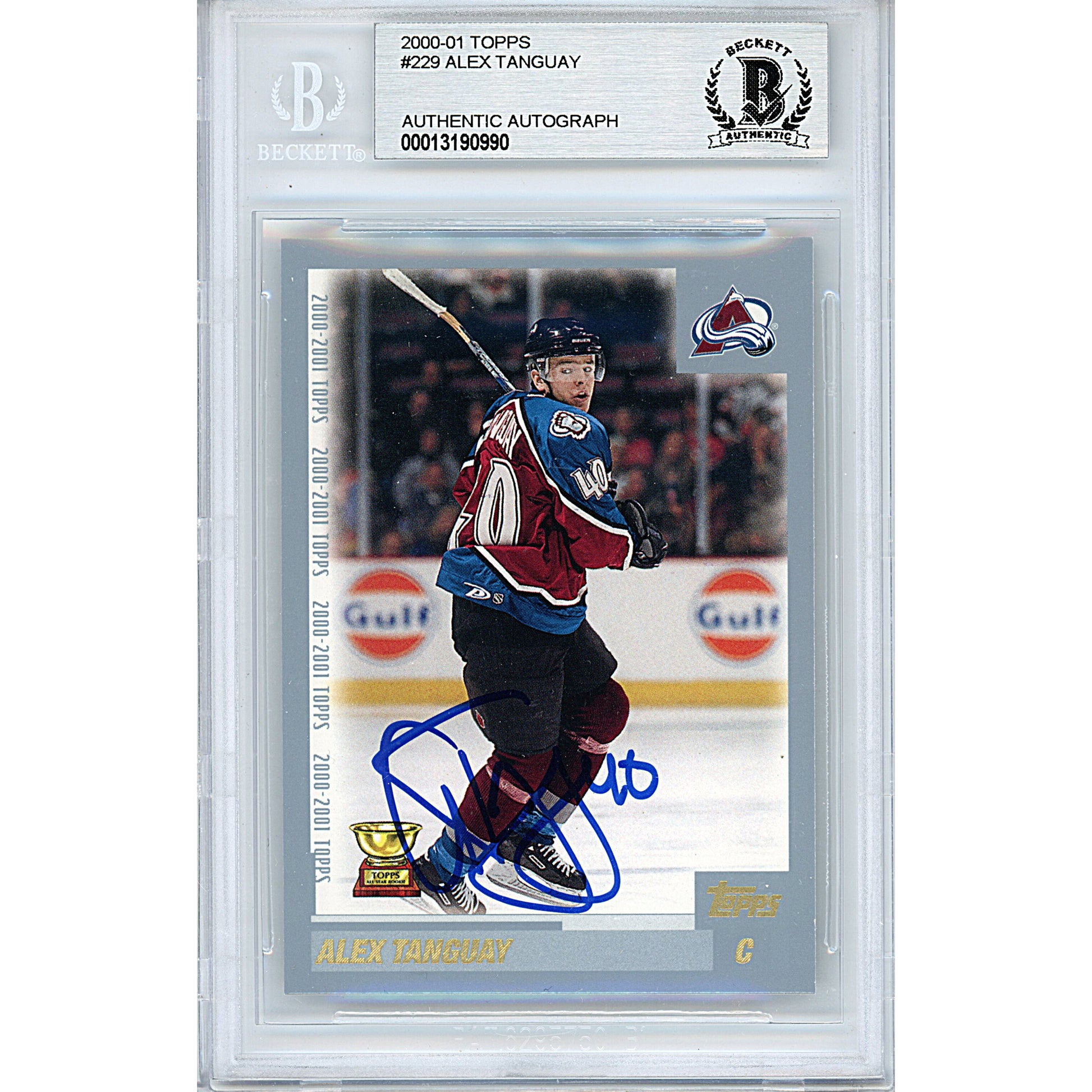 Hockey- Autographed- Alex Tanguay Signed Colorado Avalanche 2000-2001 Topps Hockey Card Beckett BAS Slabbed 00013190990 - 101