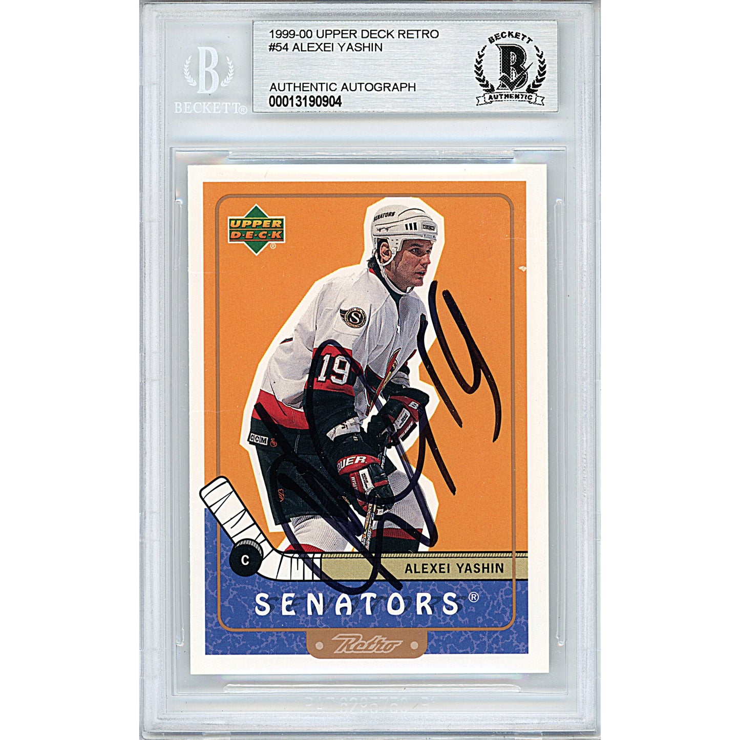 Hockey- Autographed- Alexei Yashin Signed Ottawa Senators 1999-2000 Upper Deck Retro Hockey Card Beckett BAS Slabbed 00013190904 - 101