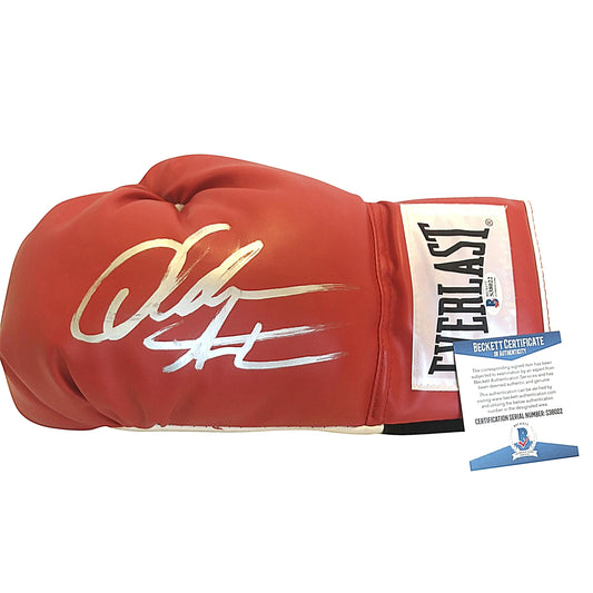 Boxing Gloves- Autographed- Amir Khan Signed Left Handed Everlast Boxing Glove, Proof Photo - Beckett BAS - 201a