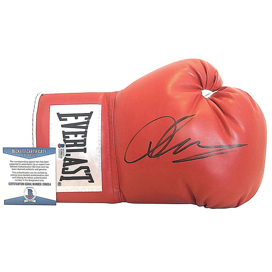 Boxing Gloves- Autographed- Amir Khan Signed Everlast Right Handed Red Boxing Glove, Proof Photo - Beckett BAS - 401a
