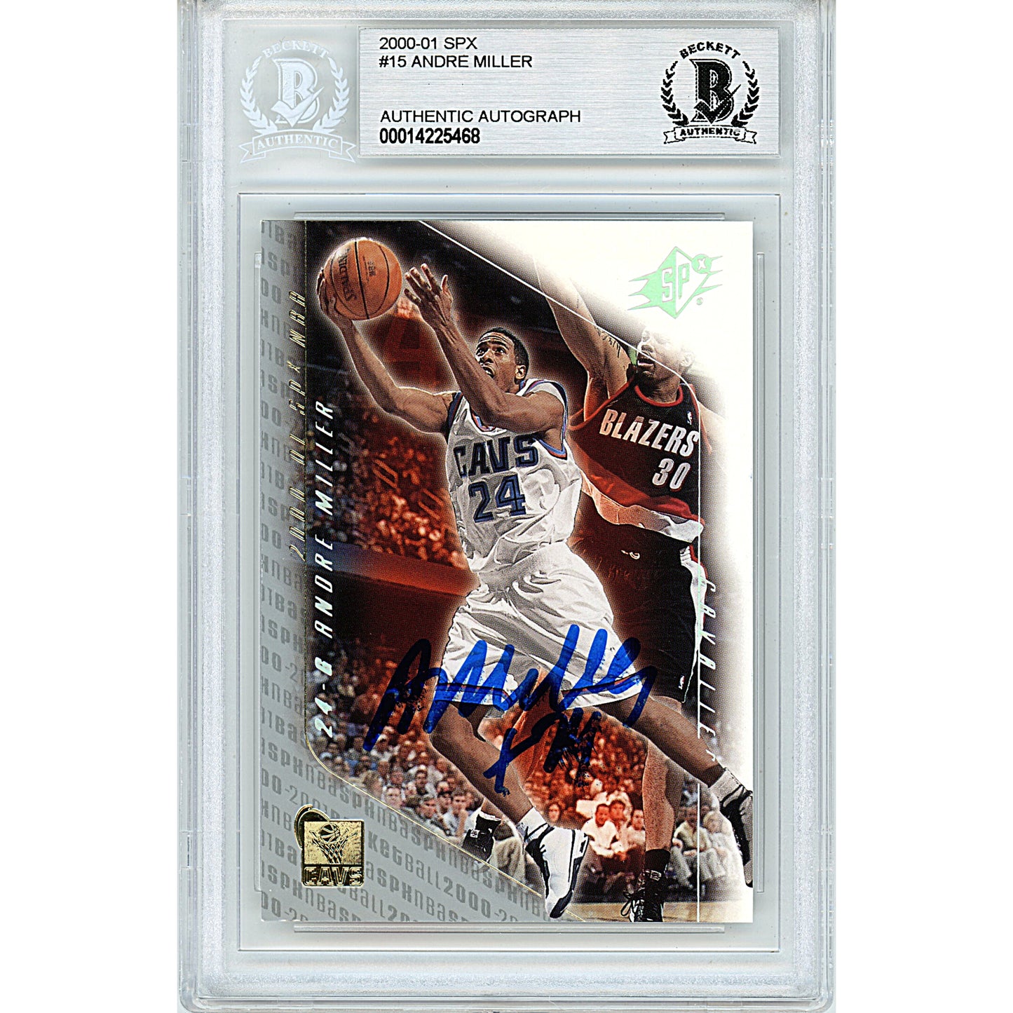 Basketballs- Autographed- Andre Miller Signed Cleveland Cavaliers 2000-2001 SPX Basketball Card Beckett BAS Slabbed 000142254568 - 101