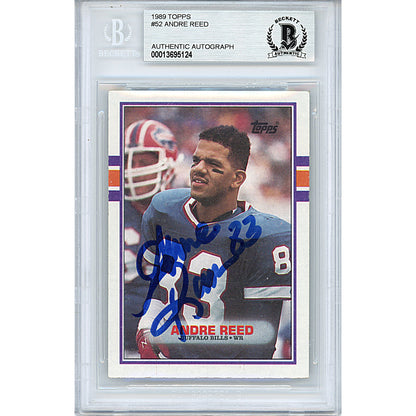 Footballs- Autographed- Andre Reed Signed 1989 Topps Football Trading Card Buffalo Bills Beckett BAS Slabbed 00013695124 - 101