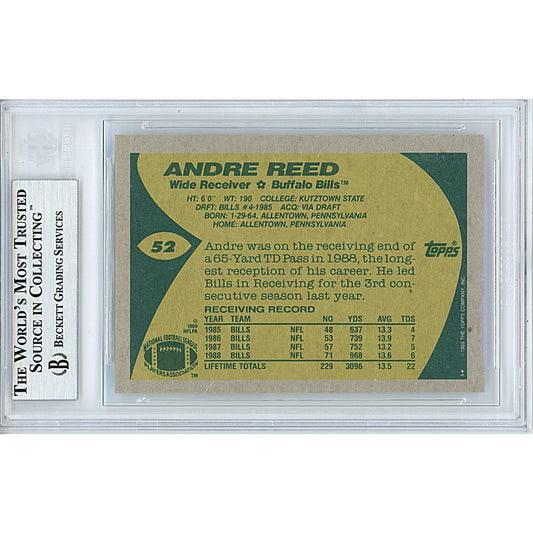 Footballs- Autographed- Andre Reed Signed 1989 Topps Football Trading Card Buffalo Bills Beckett BAS Slabbed 00013695124 - 102
