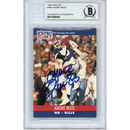 Footballs- Autographed- Andre Reed Signed 1990 NFL Pro Set Football Card Buffalo Bills Beckett BAS Slabbed 00013695430 - 101
