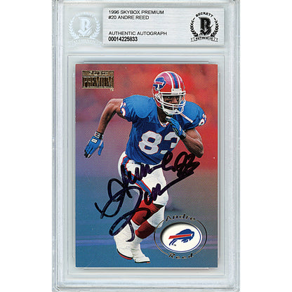 Footballs- Autographed- Andre Reed Signed 1996 Skybox Premium Football Card Buffalo Bills Beckett BAS Slabbed 00014225833 - 101