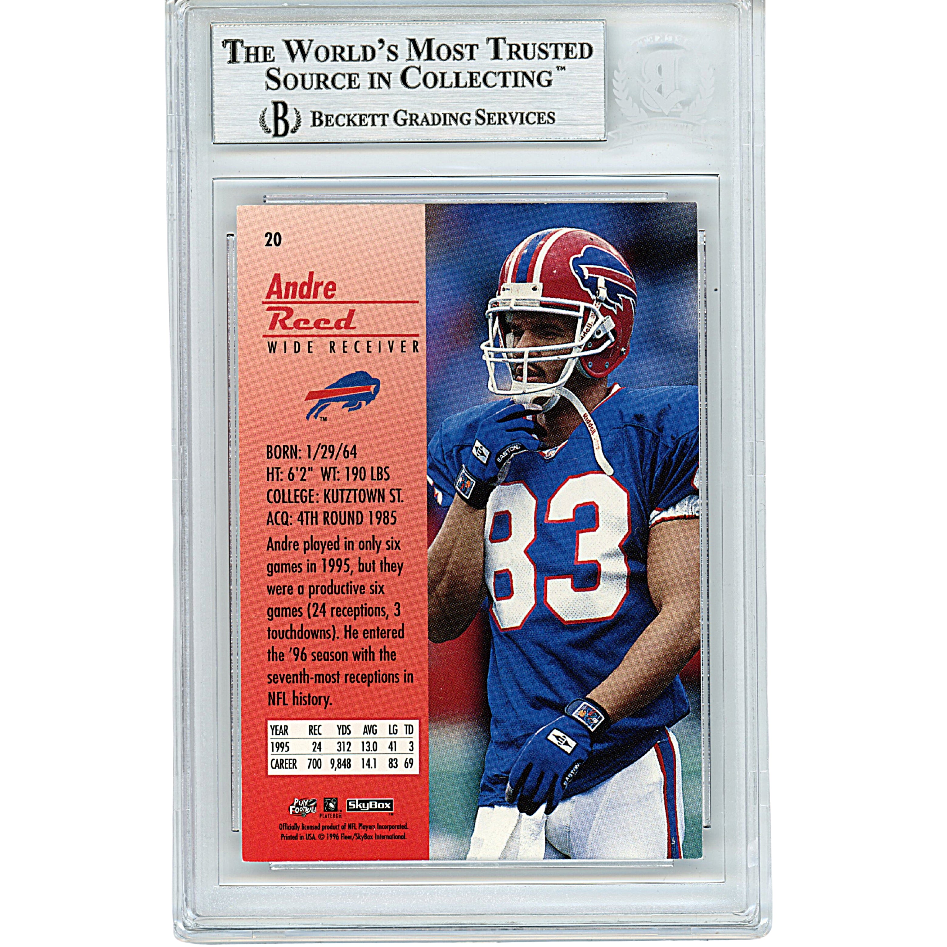 1996 Andre Reed Signed Trading Card – Beckett BAS