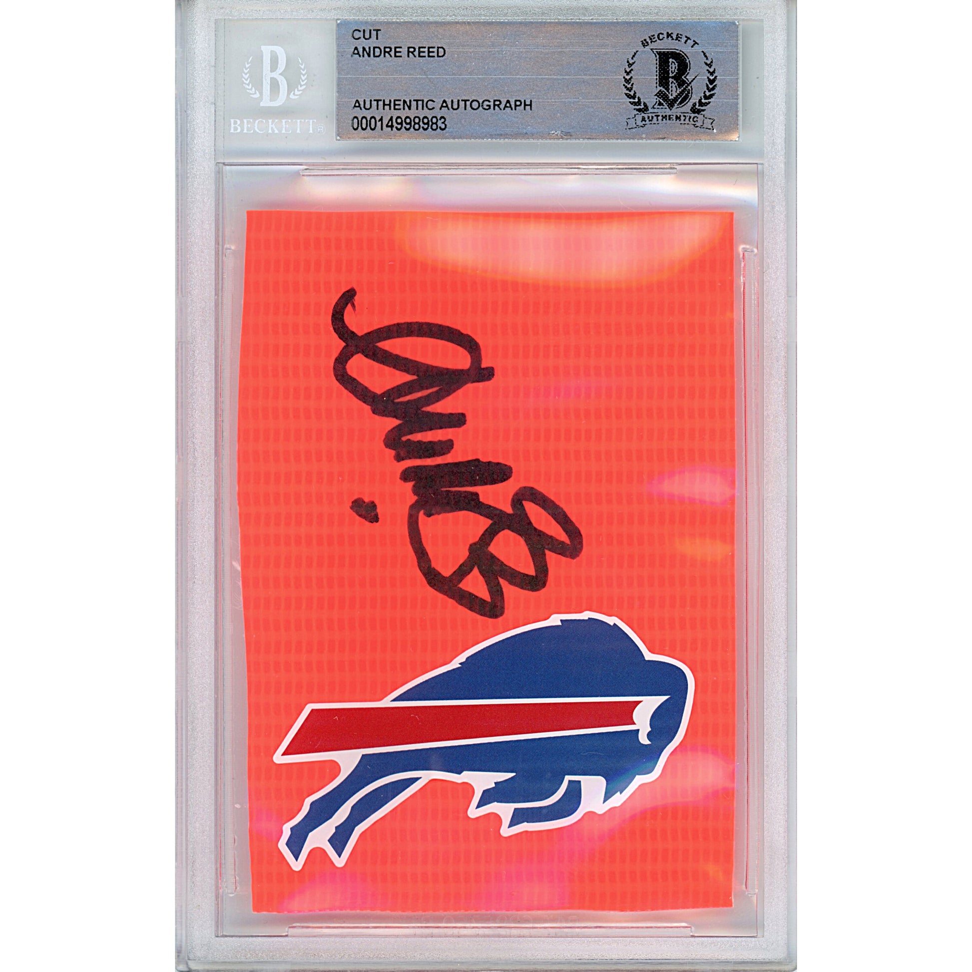 Football- Autographed- Andre Reed Signed Buffalo Bills End Zone Pylon Piece Beckett Authenticated Slabbed 00014998983 - 101