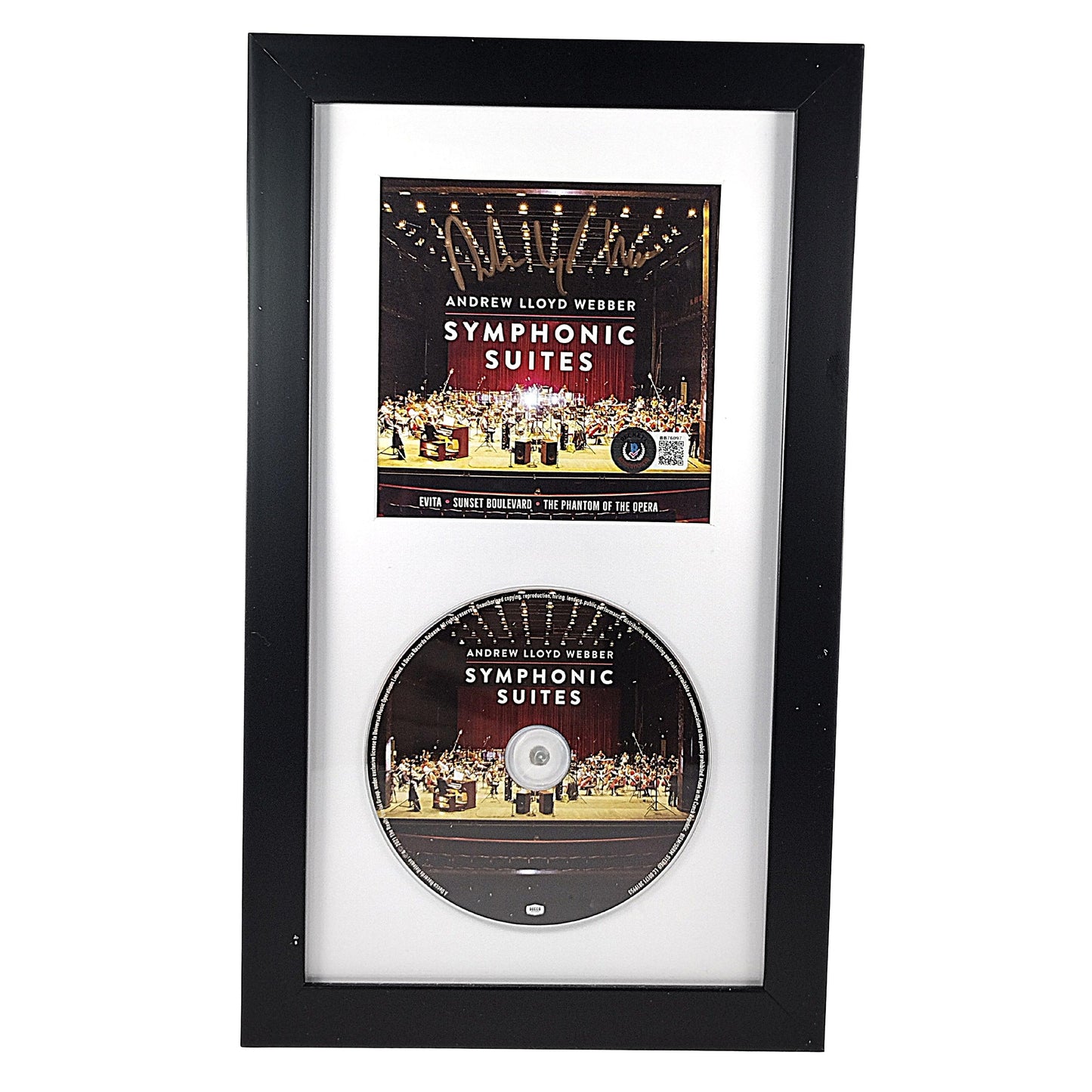 Music- Autographed- Andrew Lloyd Webber Signed Symphonic Suites CD Cover Framed Matted Beckett BAS Authentication -102