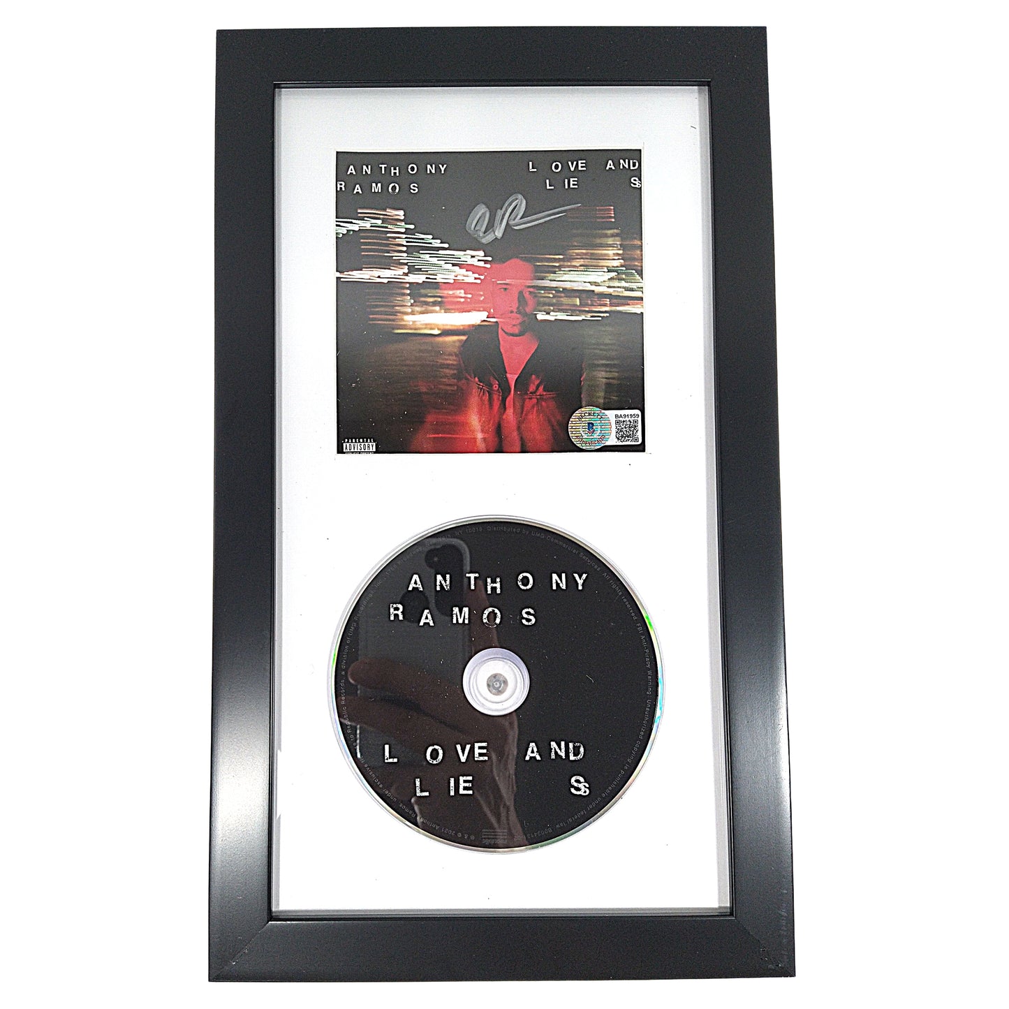 Music- Autographed- Anthony Ramos Signed Love and Lies CD Cover Framed and Matted Beckett BAS Authentication 102