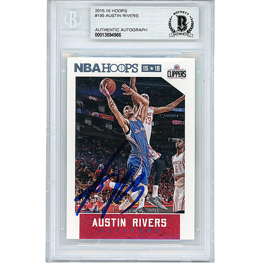Basketballs- Autographed- Austin Rivers Signed Los Angeles Clippers 2015-2016 NBA Hoops Basketball Card Beckett BAS Slabbed 00013694966 - 101
