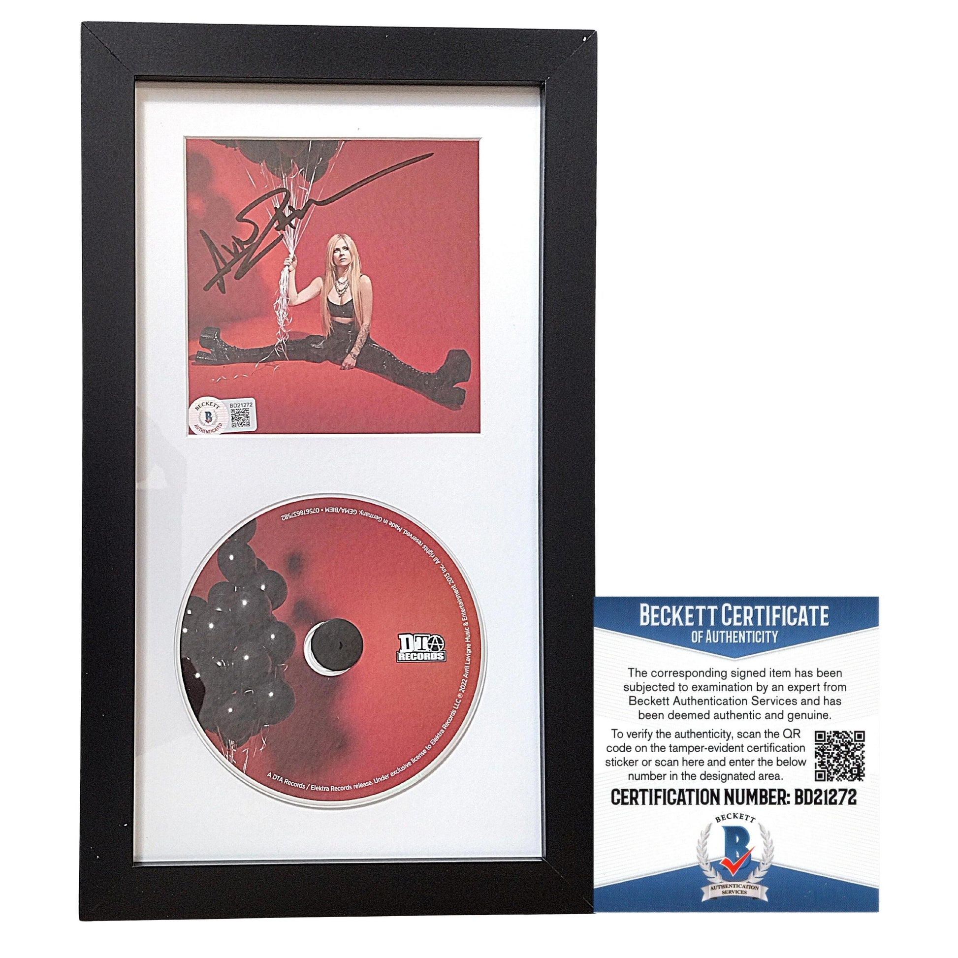 Music- Autographed- Avril Lavigne Signed Love Sux Compact Disc Framed Matted CD Wall Display Beckett BD21272 - 101