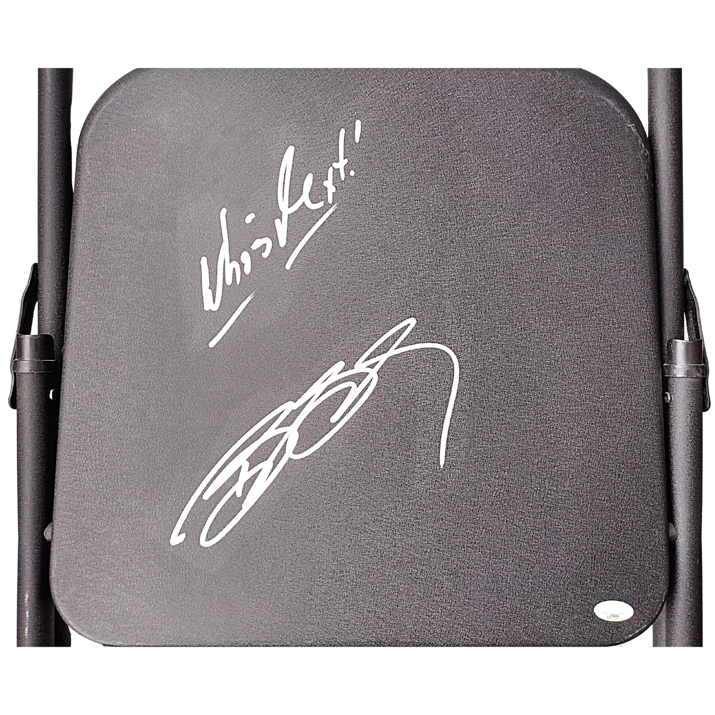 Wrestling- Autographed- Bill Goldberg Signed Black Steel Folding Chair WWE Wrestling JSA Certified Authentic 102